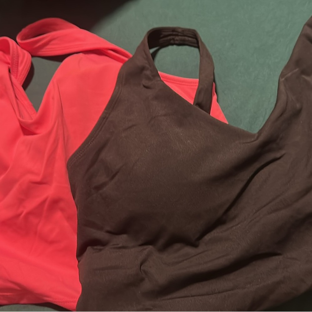 Red and Brown Halter Tops